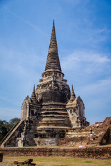 Fototapeta na wymiar Ancient Buddha in Wat Yai Chaimongkol, Ayutthaya, Thailand