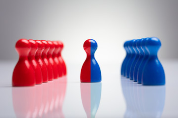 Merging Of Red And Blue Pawns