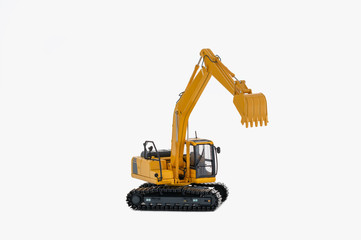 Yellow Excavator loaders   on  a white background