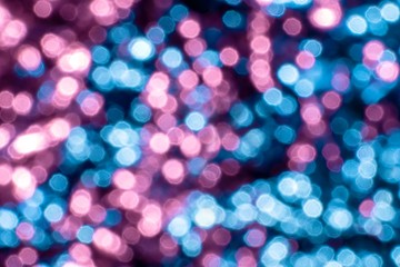 Abstract pink and blue pastel bokeh light blurred background