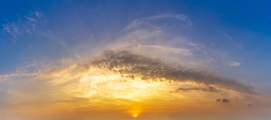 Naklejka na ściany i meble Pnorama morning golden hour sky and cloud with sunrise nature background