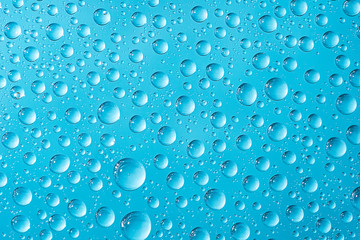 Close up blue fresh water drops background