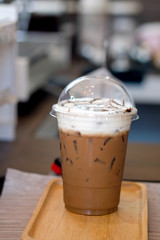 Iced coffee mocha with foam milk