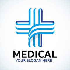 Medical cross health logo vector.