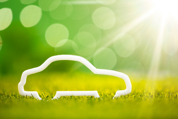 Eco Car On Green Grass