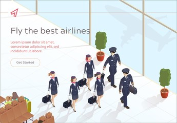 Illustration Fly Best Airlines Aircraft Crew.