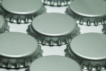 Close Up aluminum rings cap on white background.