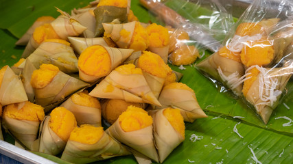 Thai sweets with yellow color