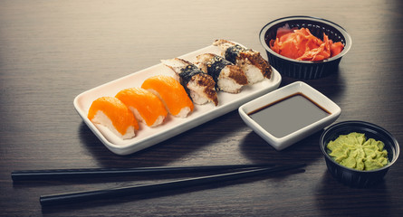 sushi set in a plate