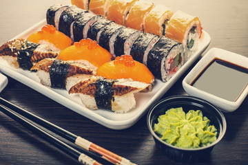 sushi roll set in a plate