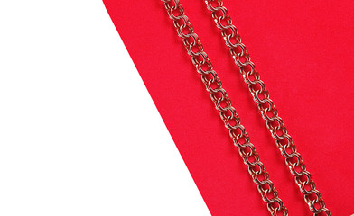 Gold jewelry, chain, yellow gold. Selective focus, close-up.