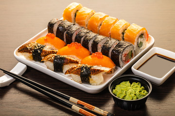 sushi roll set in a plate