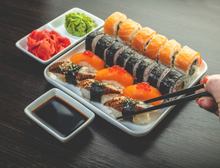 sushi roll set in a plate