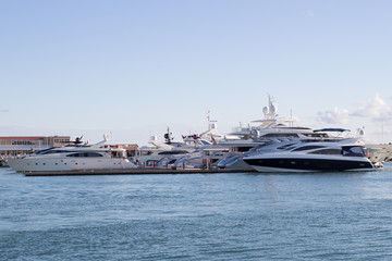 View of the city coast from the sea, ship