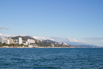 View of the city coast from the sea
