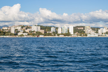 Fototapeta premium View of the city coast from the sea