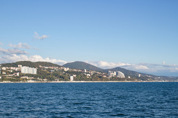 View of the city coast from the sea