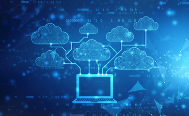2d rendering Cloud computing, Cloud Computing Concept, Cloud computing technology internet concept background