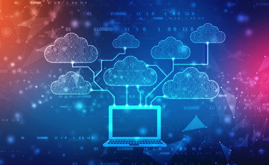 2d rendering Cloud computing, Cloud Computing Concept, Cloud computing technology internet concept background