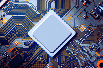 Electronic circuit board close up.