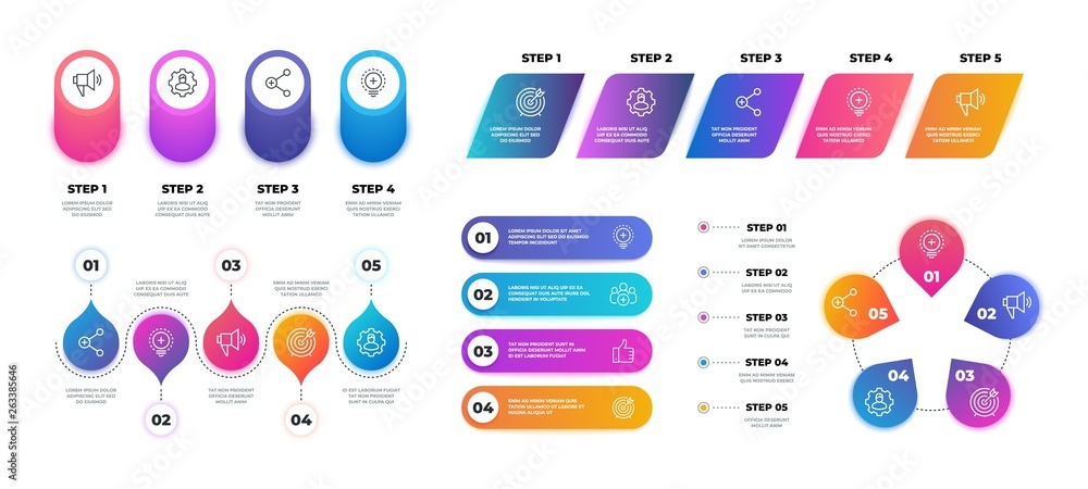 Poster Step 3D infographic. Timeline graph chart, workflow business presentation template, flowchart structure. Vector realistic graph banners technology