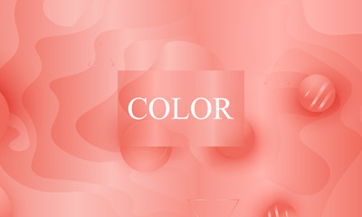 Coral color background. Fluid shapes pattern.