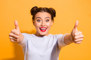 Close-up portrait of her she nice attractive lovely winsome sweet glamorous cheerful cheery ...