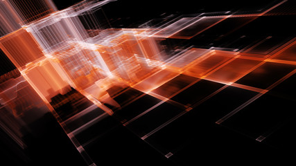 Abstract red on black background element. Fractal graphics 3d illustration. Science or technology concept.