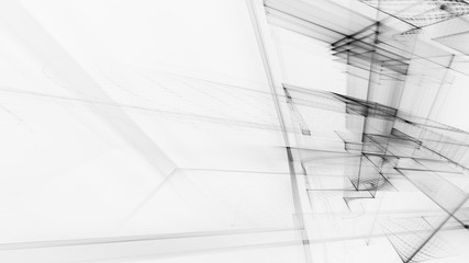 Abstract black and white background element. Fractal graphics 3d illustration. Science or technology concept.