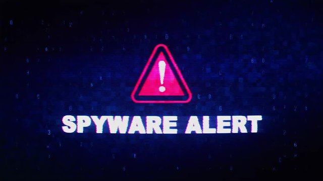 Spyware Alert Text Digital Noise Glitch Effect Tv Screen Loop Background. Login and Password With System Error Security ,Hacking Alert , Cyber Crime Attack Computer Error Distortion Message .