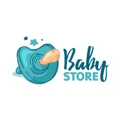 Templae design color logo for baby store. Symbol, label and badge for children shop with element newborn stuff. Vector.