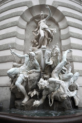 Old fountain close up. Hofburg Castle. Vienna