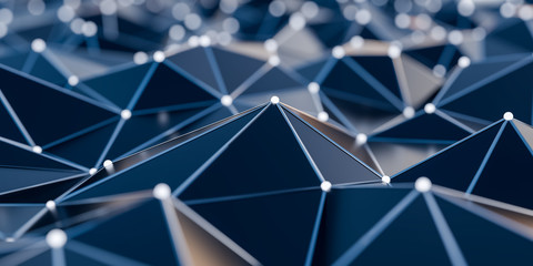 Abstract connection structure with connecting dots and lines - 3d rendering
