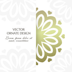 Bronze floral motif. Square banner with decorative elements on the white background.
