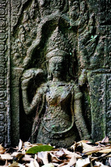 Bas-relief stone carving, Angkor Wat, Siem Reap, Cambodia