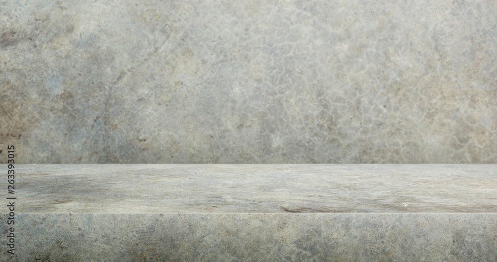 Aufkleber 3D Grunge concrete table studio background textured for product display with copy space for display of content design.Banner for advertise product on website.3d rendering