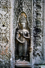 Bas-relief stone carving, Angkor Wat, Siem Reap, Cambodia