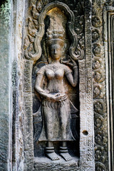 Bas-relief stone carving, Angkor Wat, Siem Reap, Cambodia