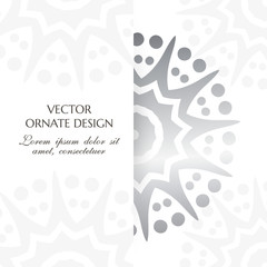 Silver star shape motif. Square banner with decorative elements on the white background.