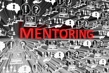 MENTORING concept blurred background 3d render illustration