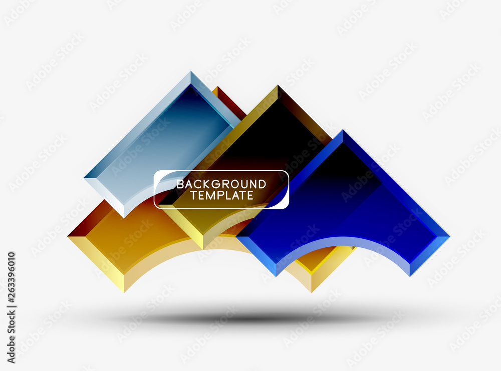 Fototapete 3d futuristic shapes vector abstract background made of glossy pieces with light effects