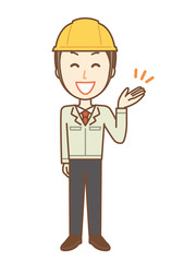 作業員　男性　案内　全身