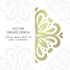 Bronze floral ornament. Square banner with decorative elements on the white background.