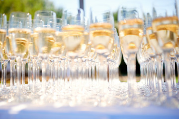 champagne glasses on a table