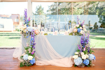 wedding table for newlyweds, very beautifully decorated