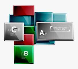 Geometrical design squares abstract banner, glossy shiny effects