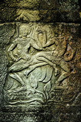 Fototapeta na wymiar Bas-relief carvings of Apsara, Angkor Wat, Siem Reap, Cambodia