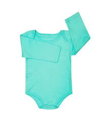 Children's wear -  kid's baby turquoise bodysuit clothes romper, sleeper isolated on white background