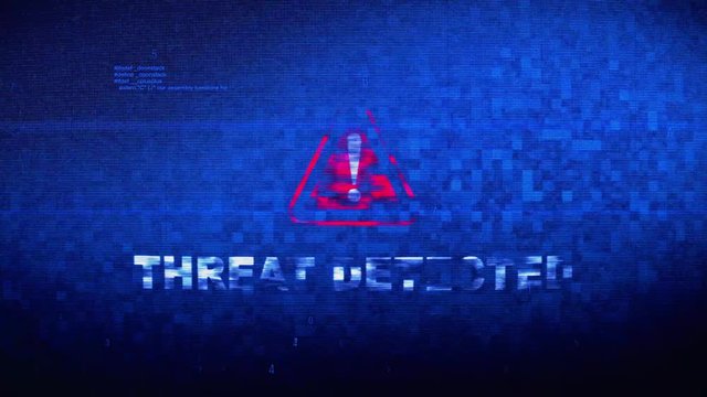 Threat Detected Text Digital Noise Glitch Effect Tv Screen Background. Login and Password With System Error Security ,Hacking Alert , Cyber Crime Attack Computer Error Distortion Message .