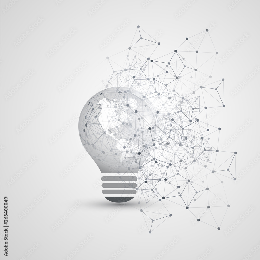 Poster abstract electricity, cloud computing and global network connections concept design with earth globe